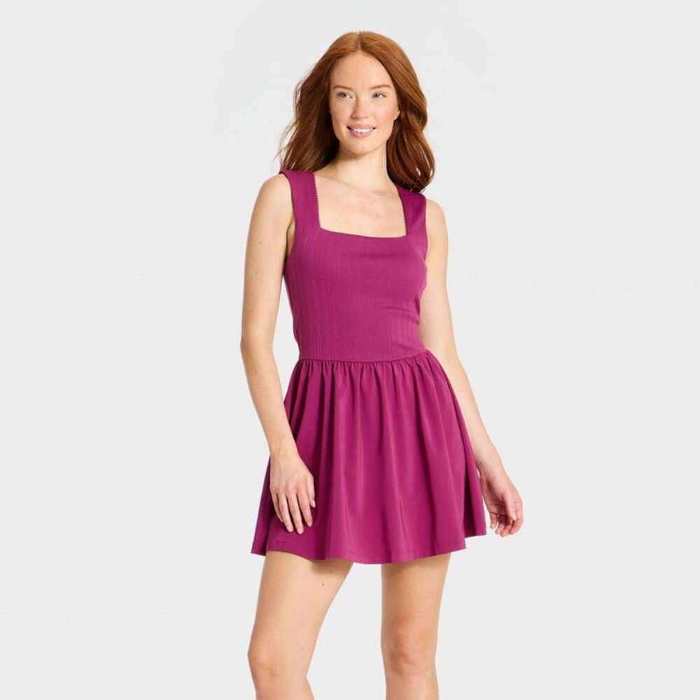 Women's Athletic Pointelle Dress - All In Motion Dark Mauve XXL